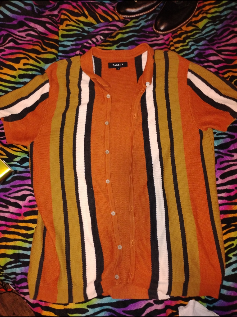 PacSun - Men's Retro Desert Knit Button-Down Shirt, Size L